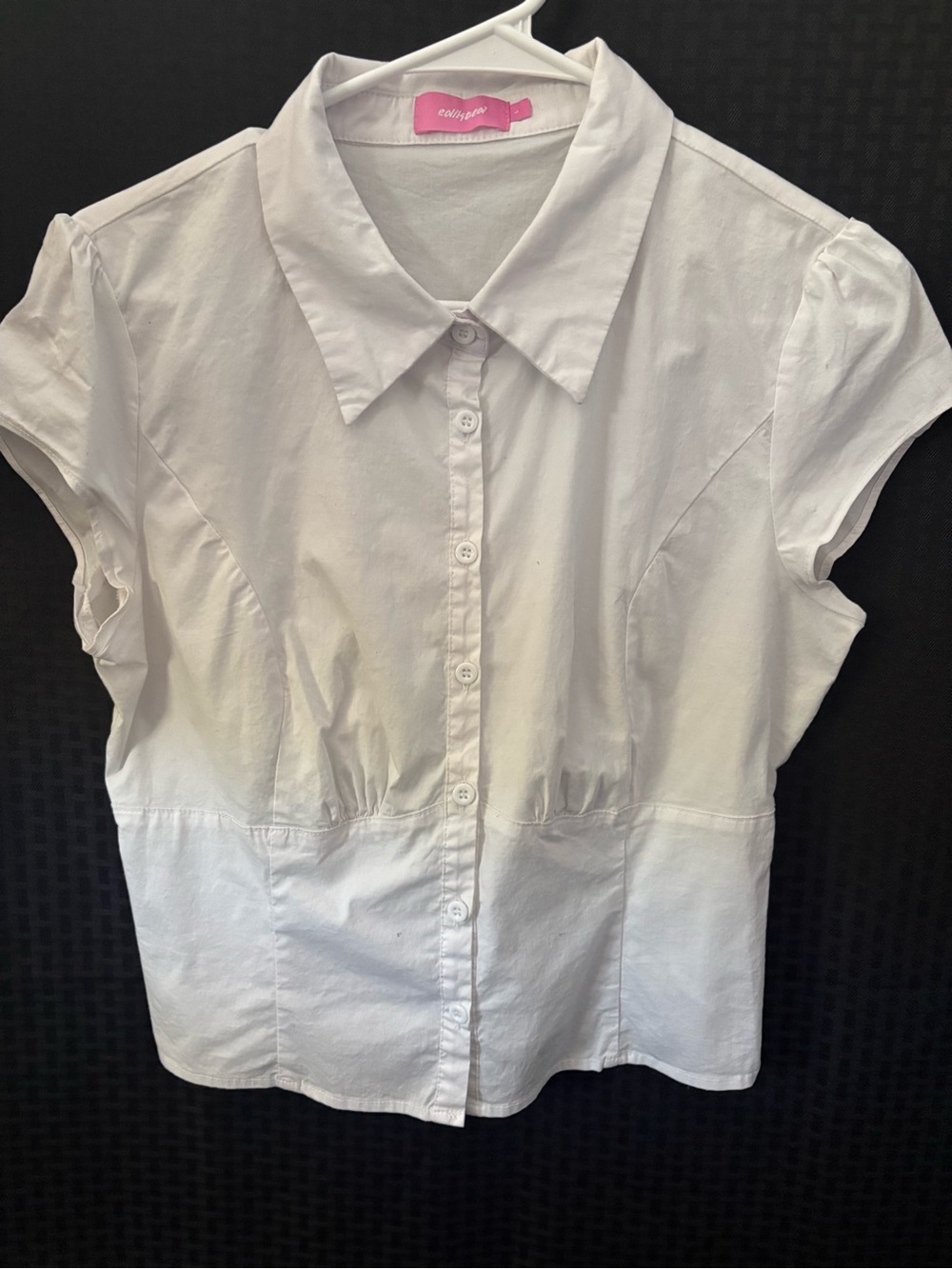 Edikted White Cap-Sleeve Button-Down Shirt